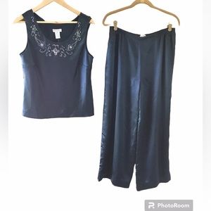 Draper’s and Damon’s Dark Blue Tank Top and Pants Set  Size Petite Large